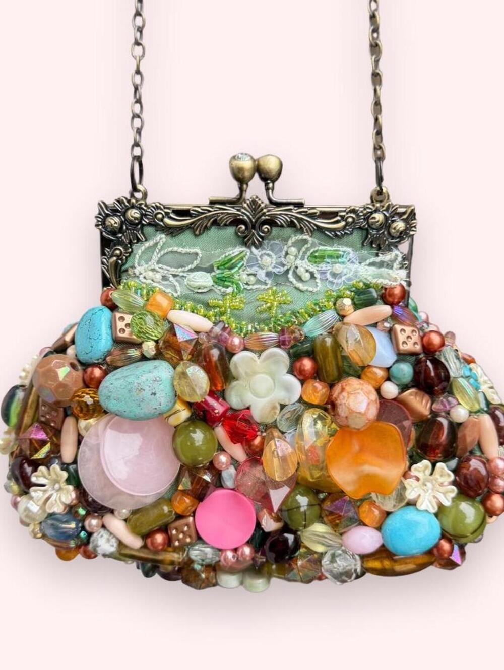 Mary Frances Colorful Beaded Crossbody Bag with flower and beaded details